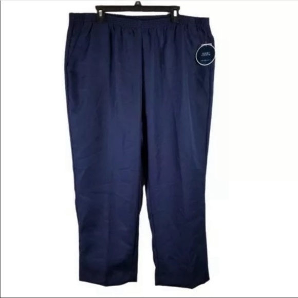 NEW Karen Scott Plus Navy Blue Pants Pull On Stretch Elastic Waist 1X - Picture 3 of 10